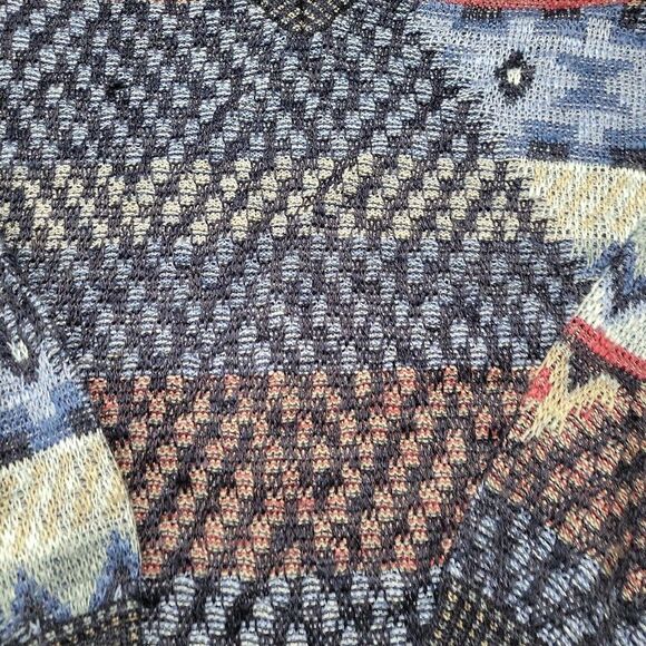 Bogner Vneck Blue Pattern Sweater size 44 - Picture 4 of 7